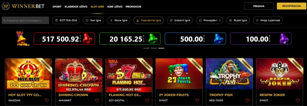winnerbet casino igre